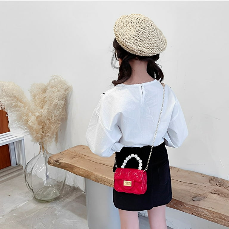 BUTORY Kids Handbag with Pearl Handle Waterproof Mini Jelly Purse