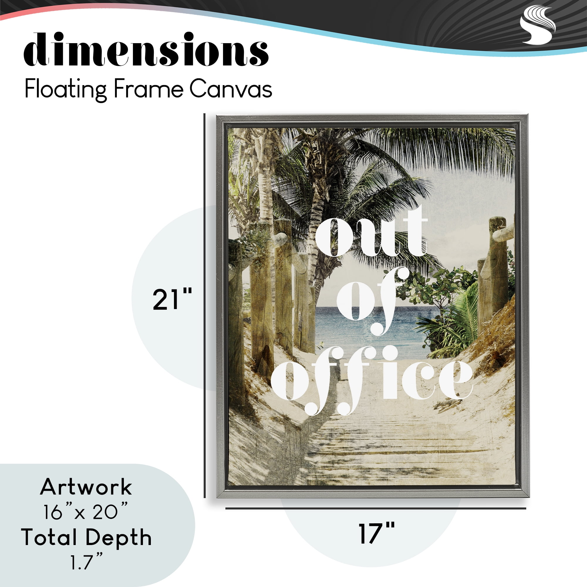 Out of Office Beach Path Gray Framed Floater Canvas Wall Art, design by Lil' Rue