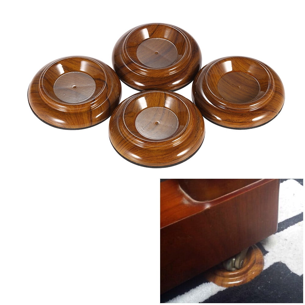 4pcs/set Double Round Acrylic Upright Piano Caster Cups w/ Rose Wood