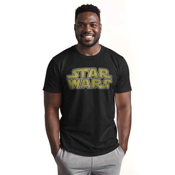 Mens Star Wars Distressed Yellow Logo T Shirt