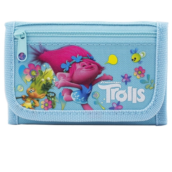 Trolls Dreamworks Blue Trifold Wallet