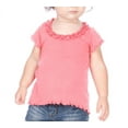 thumbnail image 4 of Kavio I1P0592 Infants Lettuce Edge Ruffles High Low Short Sleeve Top-White-6M, 4 of 4