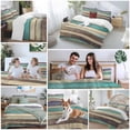 thumbnail image 6 of Purple Brown Full Size Comforter Set, Turquoise Wood Grain Farmhouse Vintage Bedding for All Seasons, 4 Pcs Bed Set, 1Quiltcover (86"x86") ,1Sheet(80"x116"), 2Pillowcases (30"x20"), 6 of 9