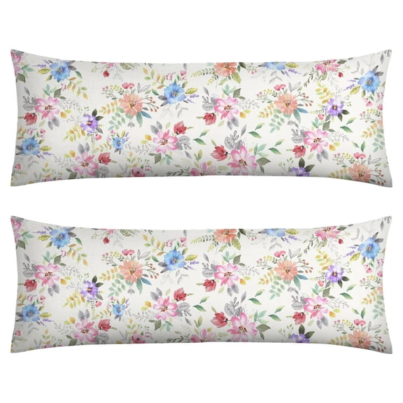 Bright Colorful Body Pillow Cover 20x54 - Romantic Floral Print Long Pillow Case with Zipper - Soft Breathable Maternity Pillowcase - Full Body Pillow Protector - Aesthetic Bed Pillow Cover