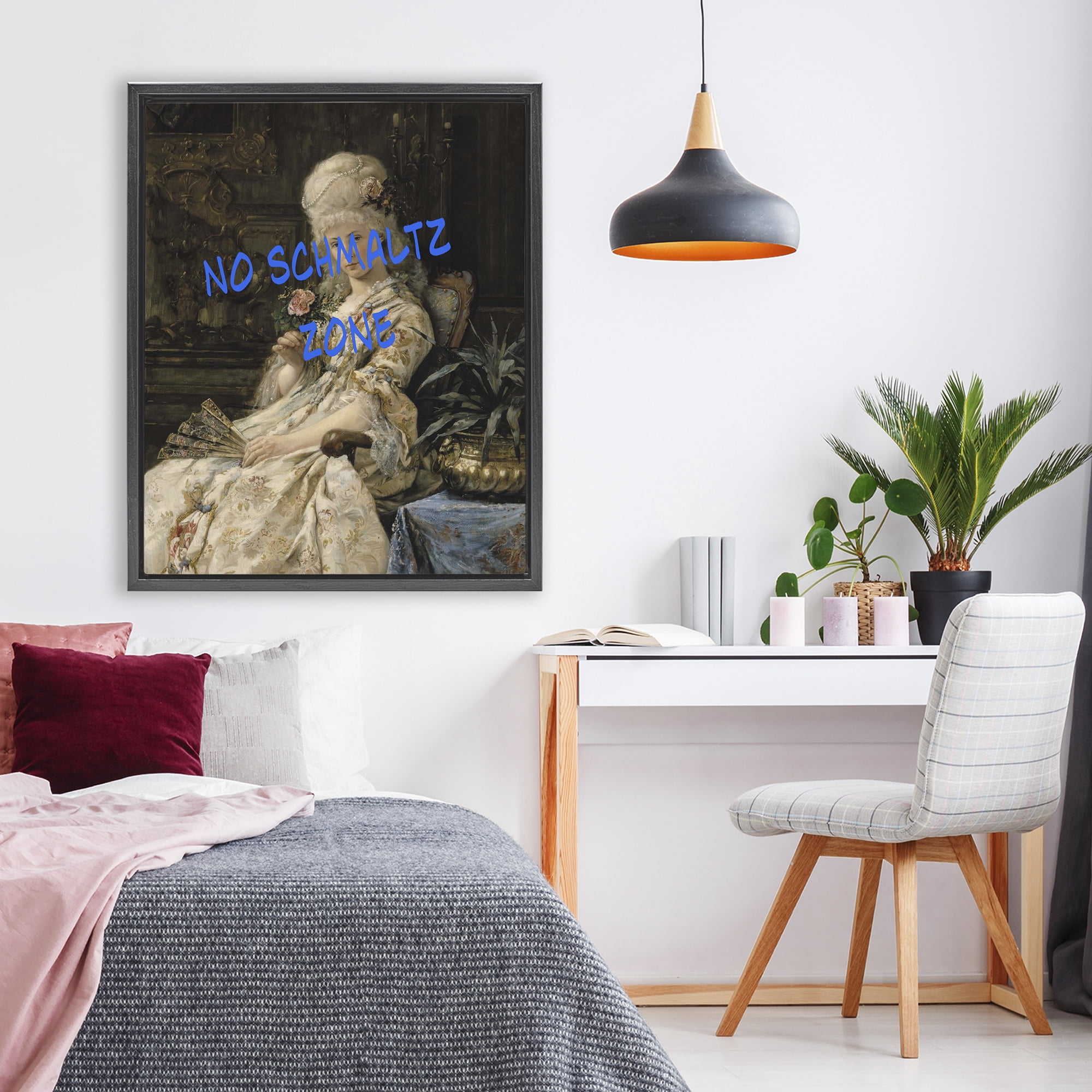 Stupell Industries Iconic No Schmaltz Zone Black Framed Floater Canvas Wall Art, design by Grotto Studios