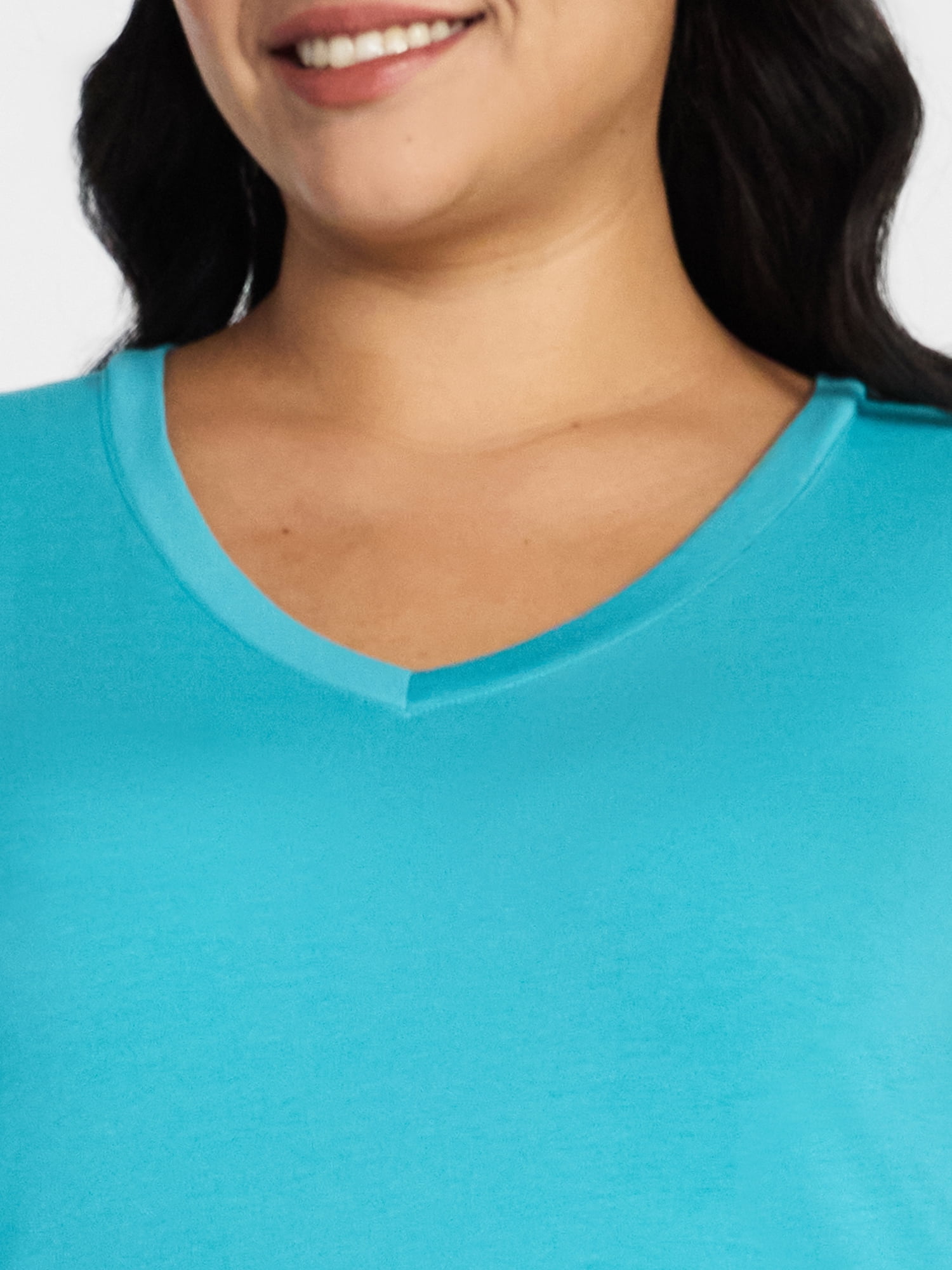 Terra & Sky Women's Plus Size Long-Sleeve V-Neck Tee, Sizes 0X-5X