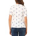 thumbnail image 3 of Allegra K Women's Peter Pan Collar Semi Sheer Tops Button Front Floral Shirt, 3 of 6