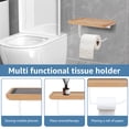 thumbnail image 4 of Dznils Wall Mount Stainless Steel Toilet Paper Holder with Wood Shelf, 7.8" x 4.7"x 4.7", Natural, 4 of 11