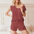 thumbnail image 5 of Women's Solid Color Casual And Comfortable Short-Sleeved Top And Shorts Home Wear Short-Sleeved Round Neck Suit, 5 of 6