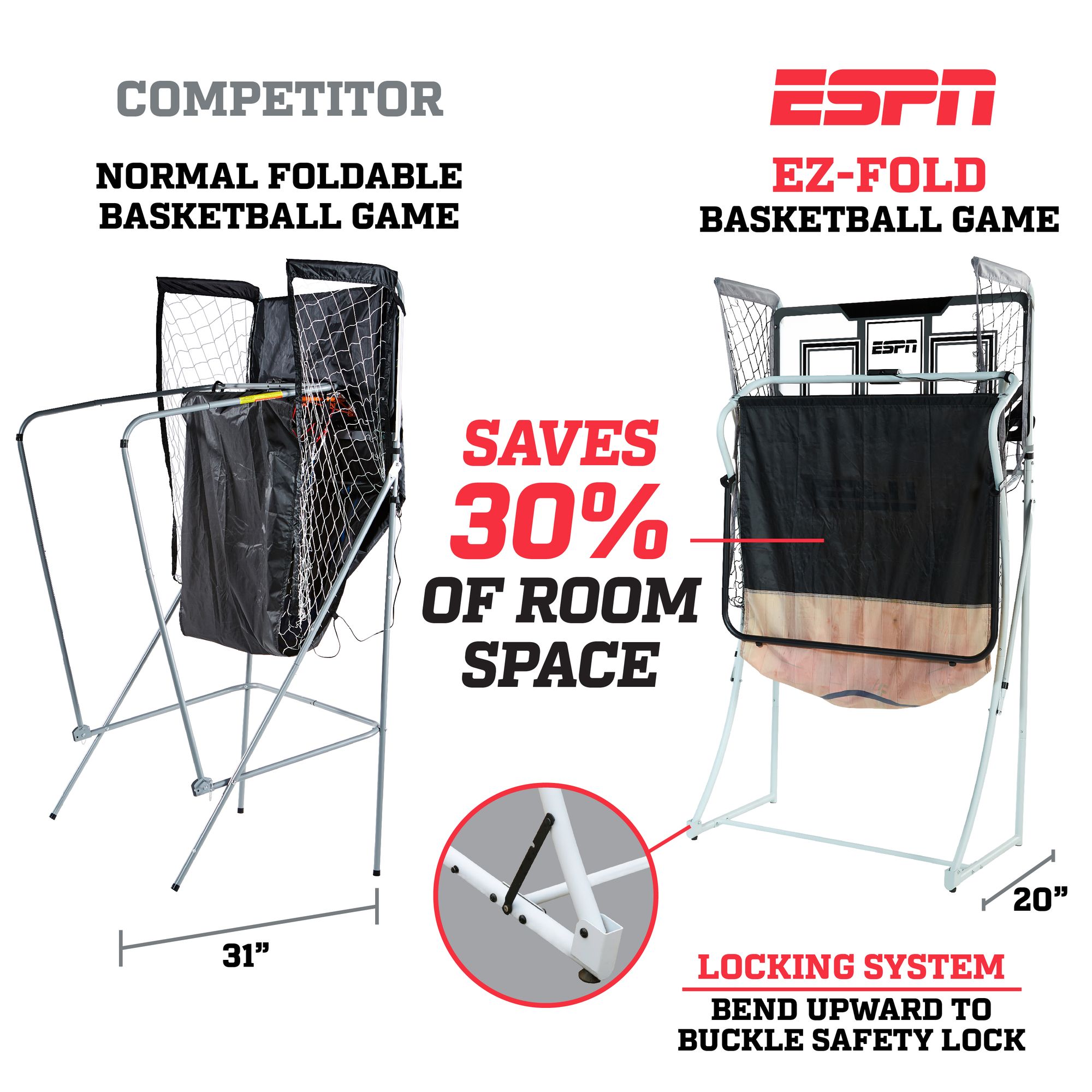 ESPN 81 inch 2-Player Foldable Arcade Basketball Game - image 4 of 11