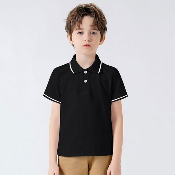 Boys Polo Shirts Boys Short Sleeve Shirts Boys Black Button up Shirt Boys Spring Dress Shirt for Boys 5-6 Years