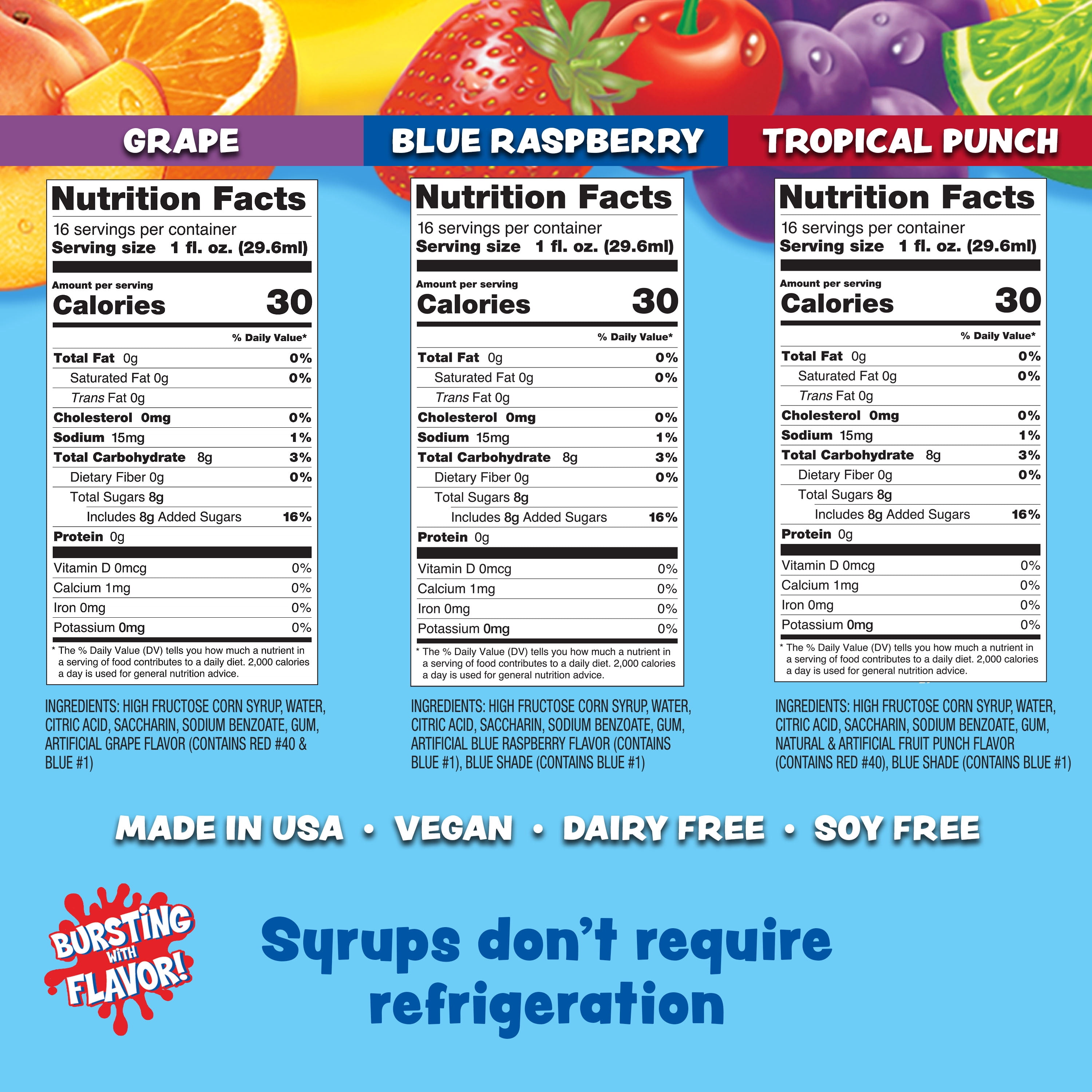 Kool-Aid Snow Cone Maker Party Kit, (3) 16oz Flavored Syrups, 20 Cones and Spoon Straws, Bomb Pop