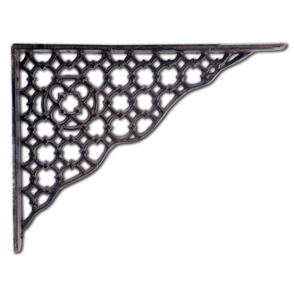 Decorative Shelf Bracket Lattice Pattern Rust Brown Cast Iron 10" Deep by Flag Emotes