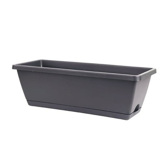 Maceta rectangular de plástico para flores y verduras, ideal para balcón y hogar, color gris oscuro, 43 x 19 cm (16,7 x 7,5 pulgadas).