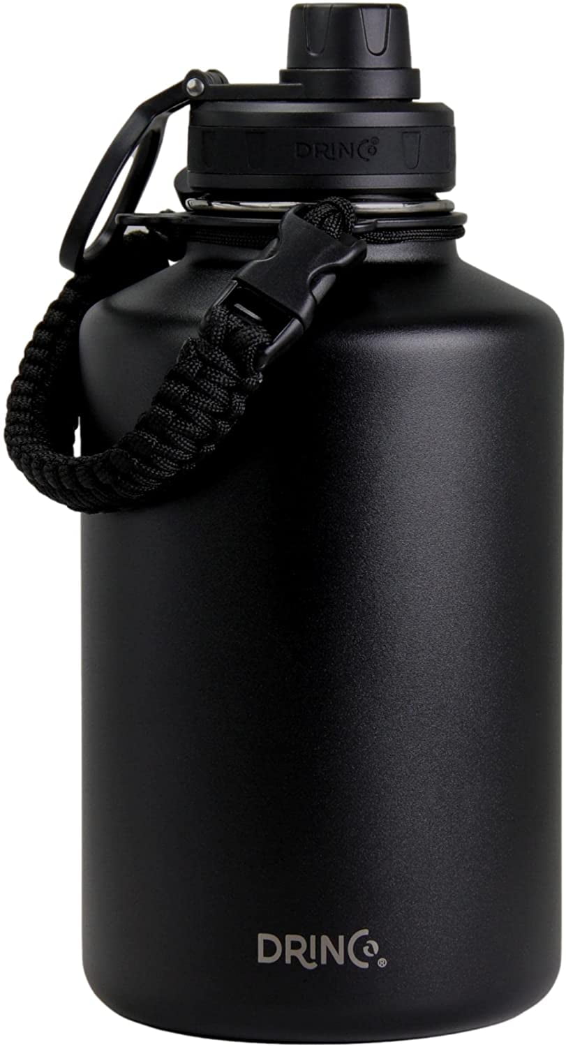 Drinco Water Bottle Double Wall Vacuum Insulated Stainless Steel, 64oz Black