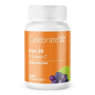 Celebrate Vitamins 30 mg Iron   Vitamin C Chewable Tablets - Grape Flavor - 30 count