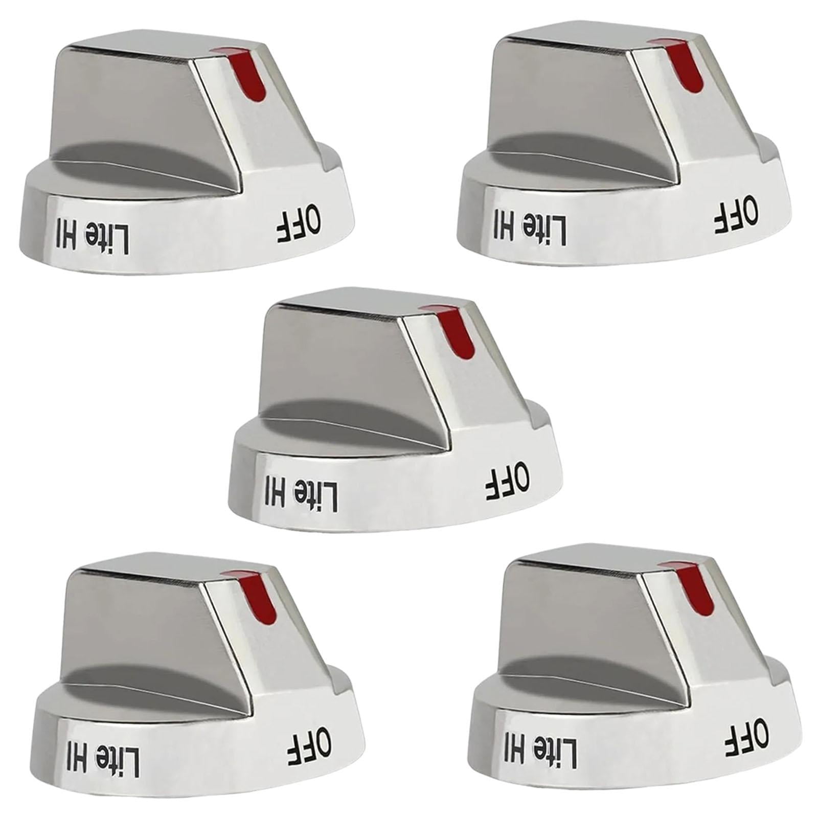 Fiocias 5 Pieces Cooktop Knob Gas Stove Knob Upgrade Stainless Steel Lightweight for Hob