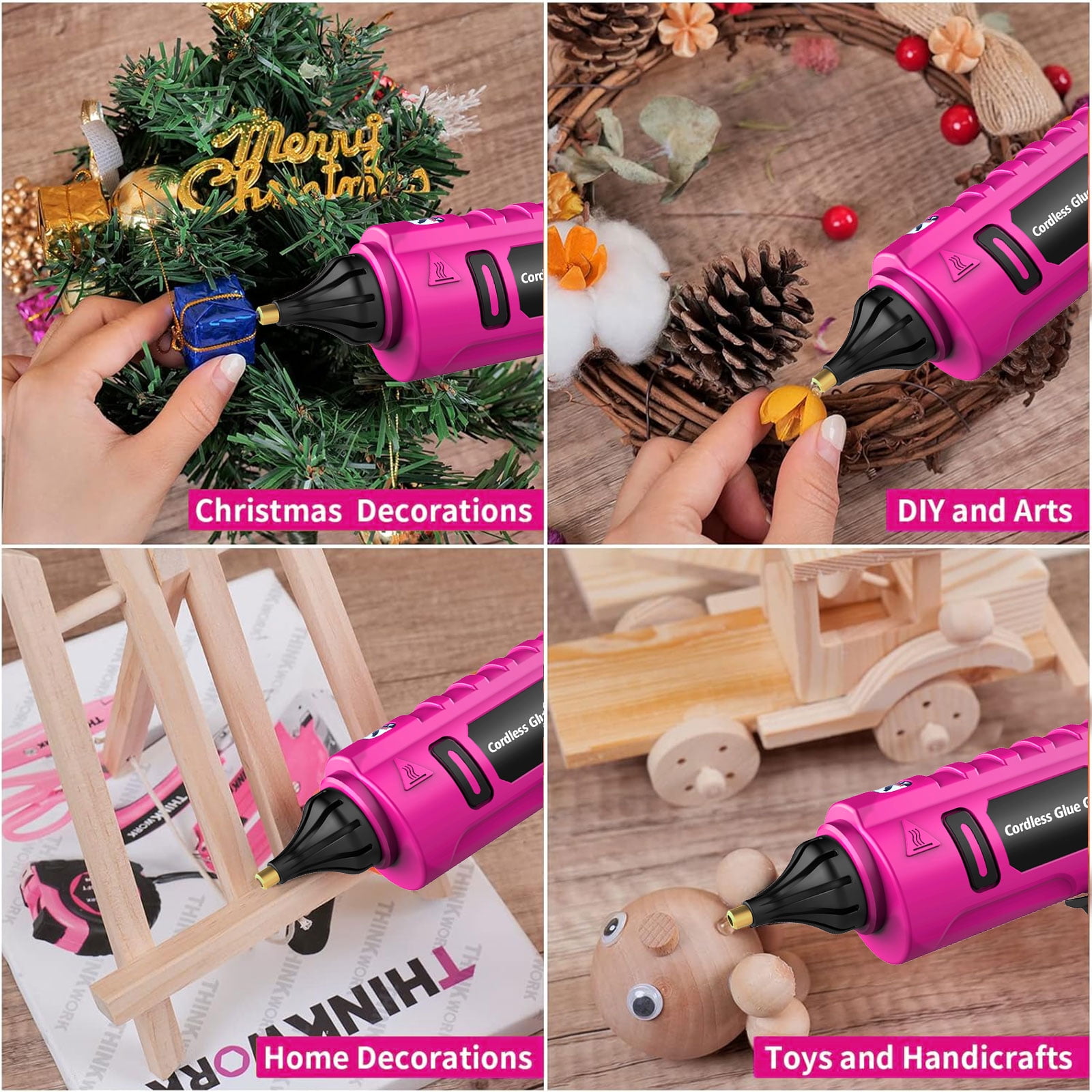 Fovendi Cordless Hot Glue Gun with 2.0Ah Battery & Charger and 20 Pcs Full Size Glue Sticks, 100W Power Melt Glue Gun for DIY, Festival Decor and Gifts