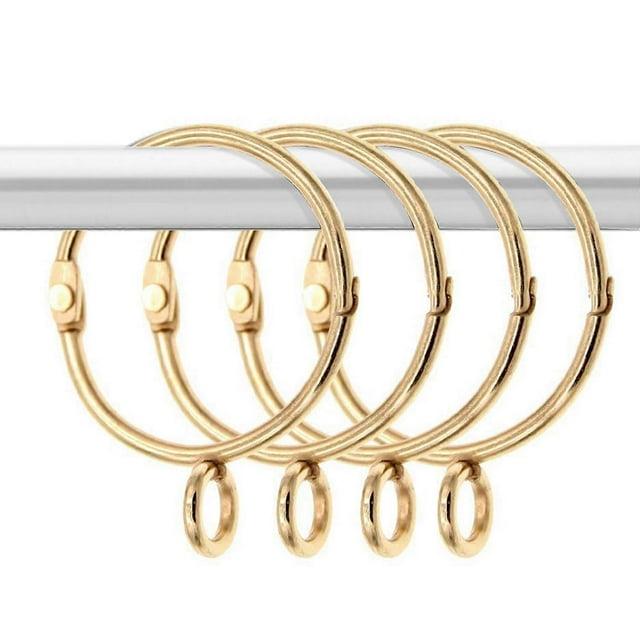 20 Pcs Openable Gold Curtain Rings Open and Close Metal Rustproof Drapery Loops with Eyelet for Hook