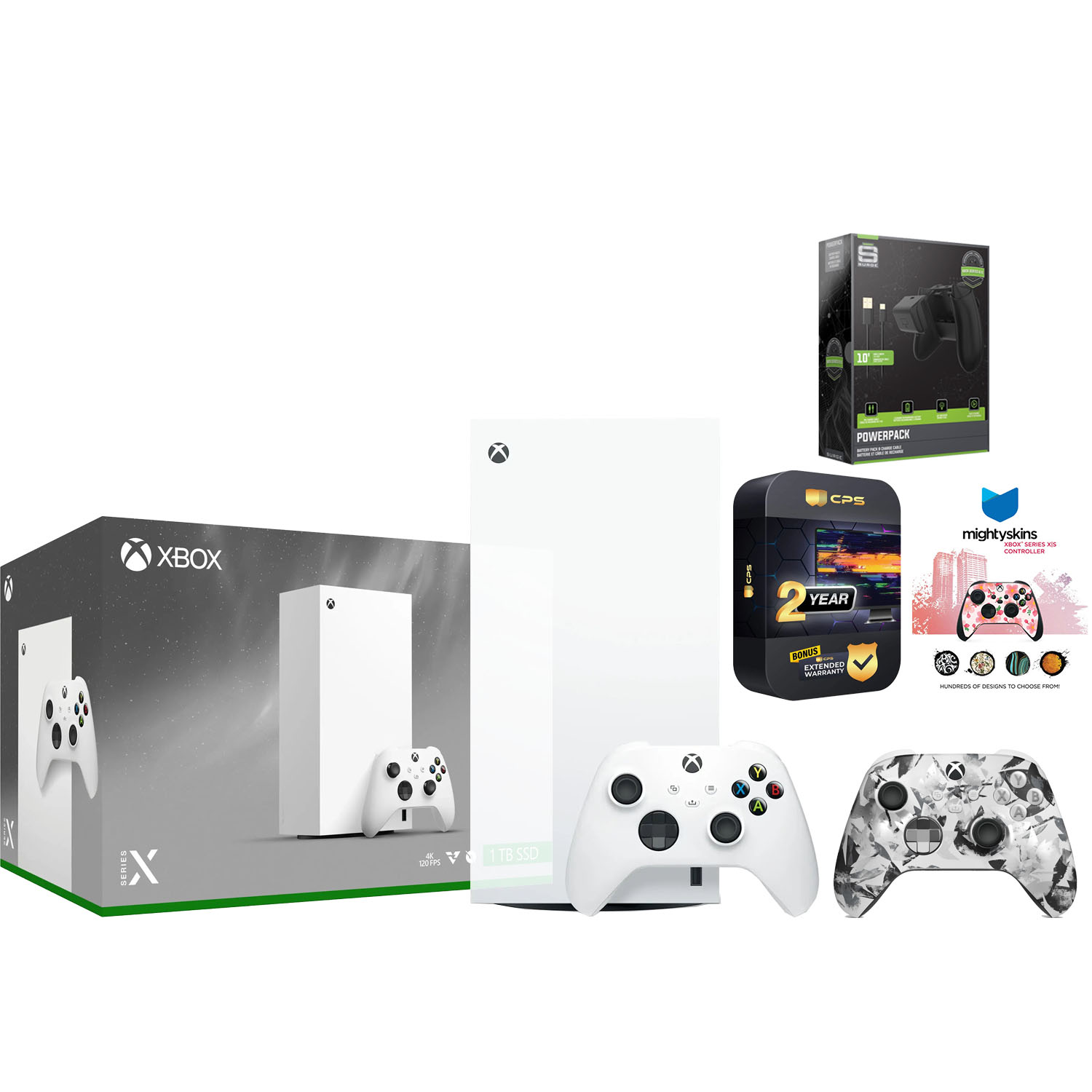 Xbox Series X 1TB Digital Console with Extra Controller, Battery Pack, MightySkins Code and 2 Year Warranty - Storm Breaker