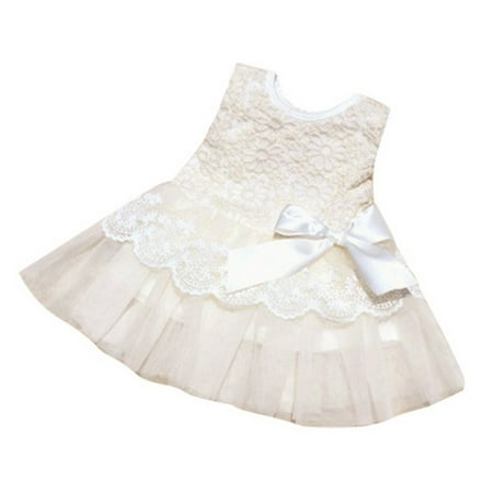 

Infant Baby Girls Toddler Sleeveless Lace Flower Princess Tutu Tulle Party Dress 0-24M
