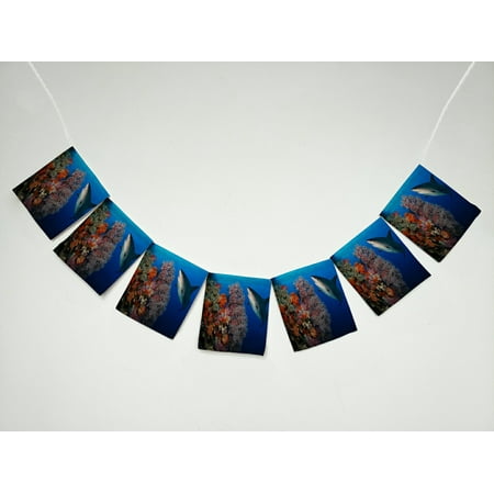 GCKG Underwater Great Shark Sea Animal Banner Bunting Garland Flag Sign for Home Family Party Decoration