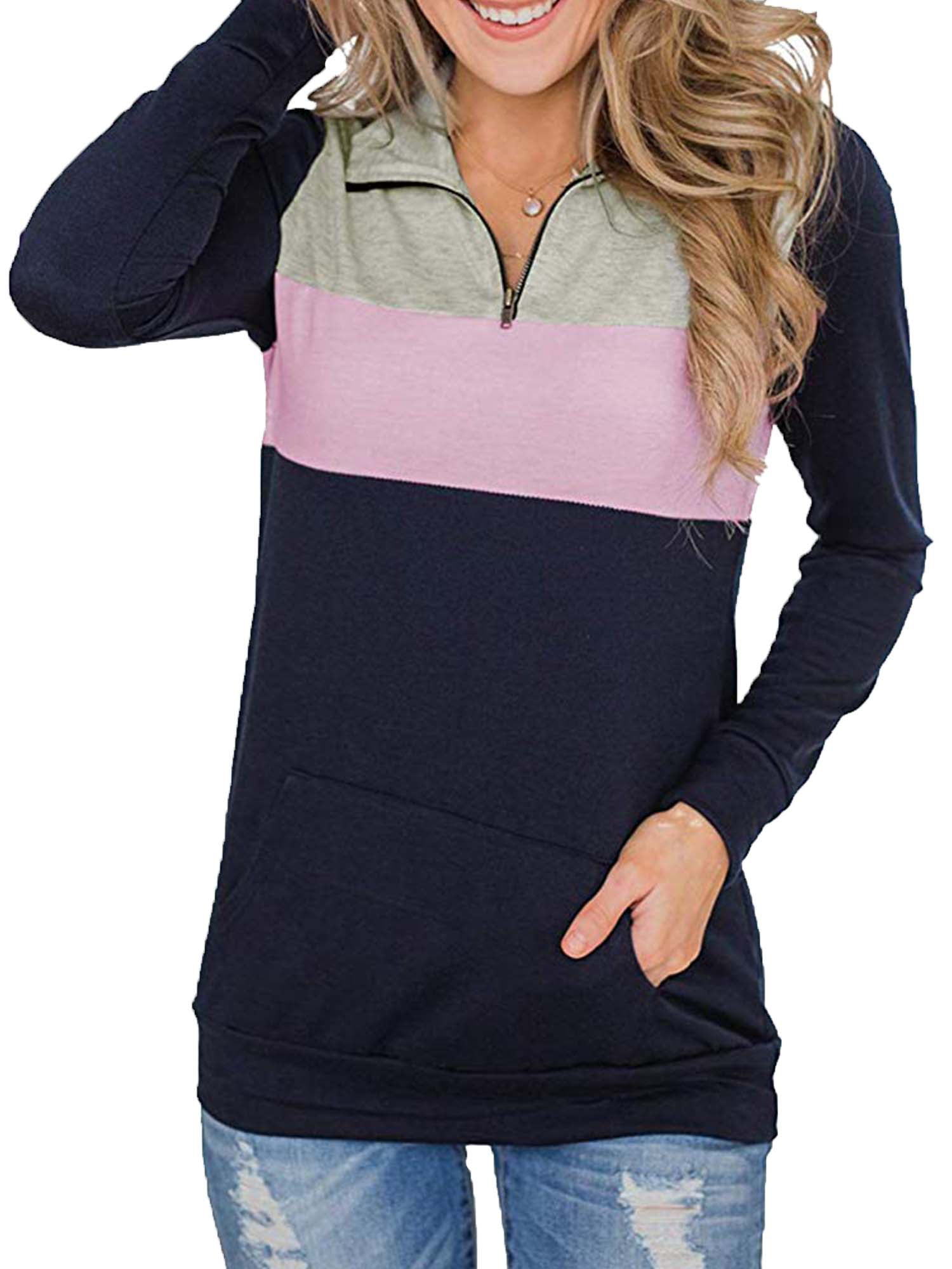 S-Fly Womens Long Sleeve Crewneck Kangaroo Pocket Floral Print Sweatshirts 