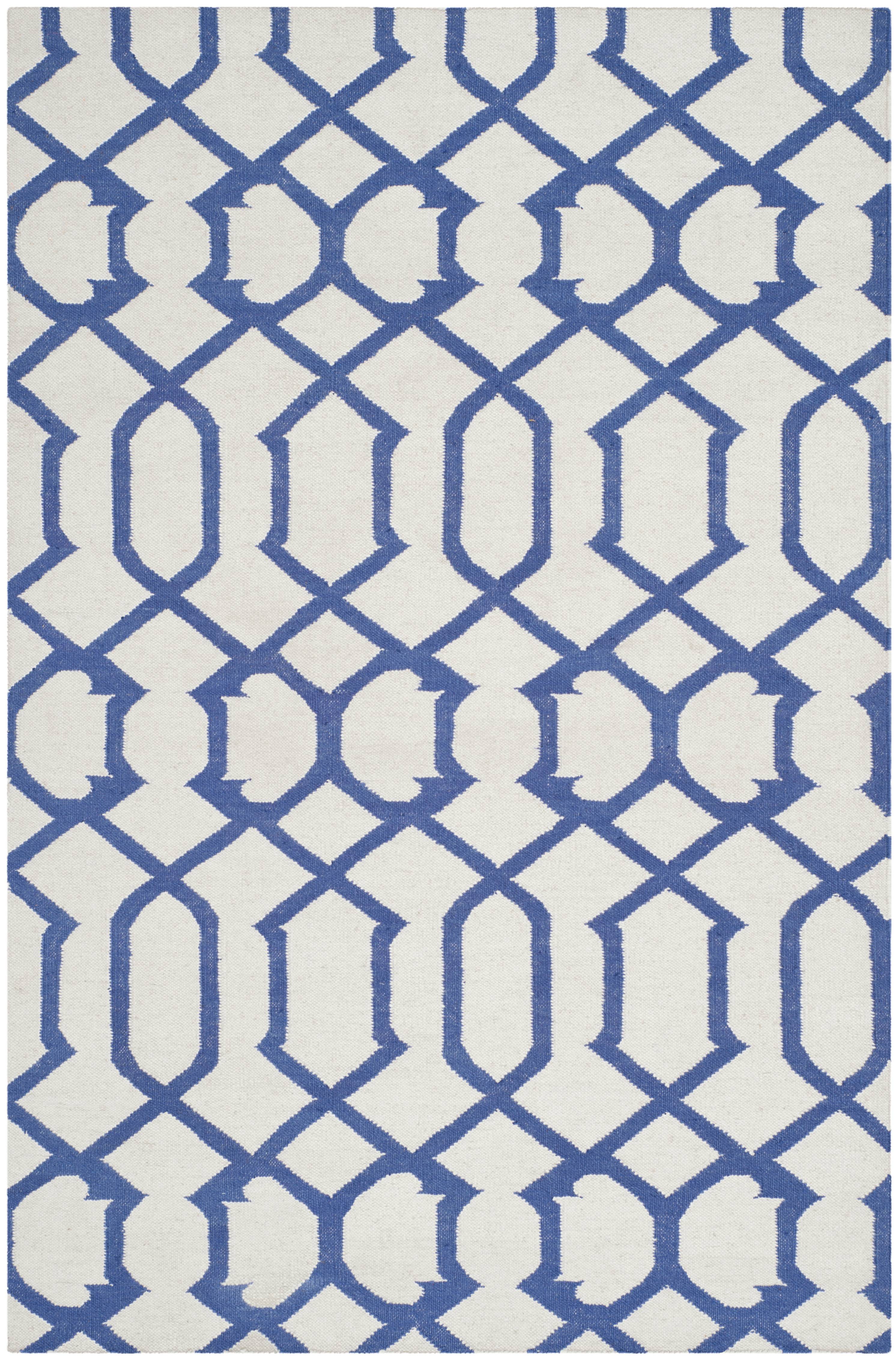 SAFAVIEH Dhurries Selena Geometric Wool Area Rug, Ivory/Purple, 3' x 5'