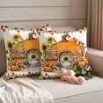 thumbnail image 2 of Fall Pumpkin Outdoor Waterproof Pillow Covers, Thanksgiving Sunflowers Rustic Pine Cone Decorative Square Throw Pillowcase Sofa Cushion Sham for Patio/Couch/Chair, 24"x24" 2 Pack, 2 of 8