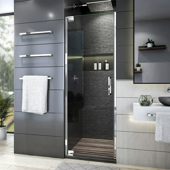 DreamLine Elegance Plus 34-34 1/2 in. W x 72 in. H Frameless Pivot Shower Door in Chrome