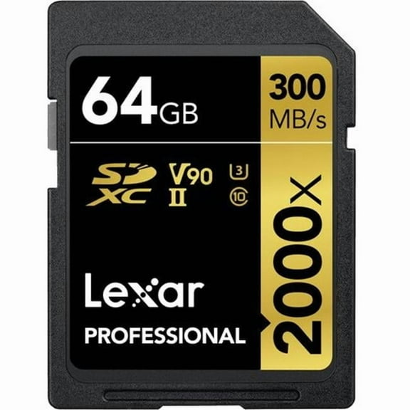 Lexar 64GB Professional 2000x UHS-II SDXC Memory Card - Class 10, U3 without Reader