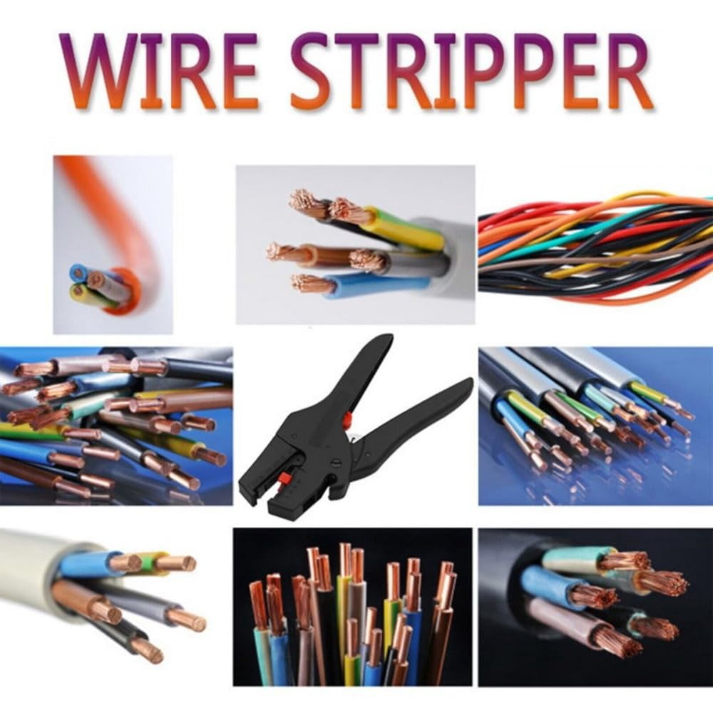 Automatic Wire Stripper, Portable Wire Cutters With Replaceable Blades, Plastic Jaws, Length Limiters Multi Functional Durable Wire Stripping Pliers Tool