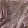 thumbnail image 6 of Endives Floral Embroidered Tops Cotton Linen Shirts Boho Ethnic Style Tee Women 3/4 Sleeve V Neck Tunic Tshirt Womens Short Sleeve Tops, 6 of 6