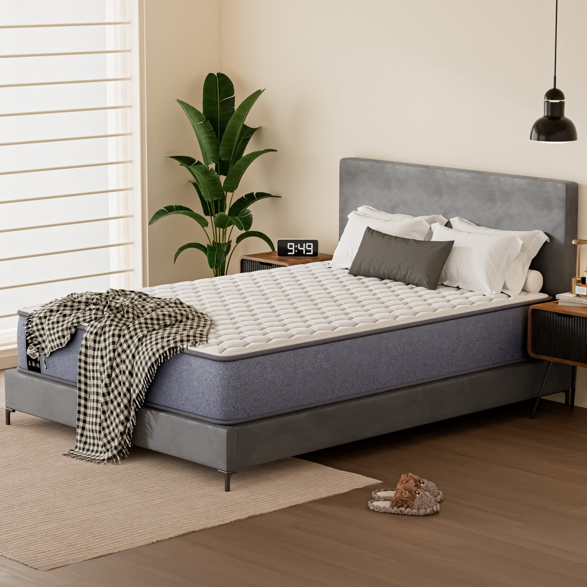 Continental Sleep, 7-Inch Medium Firm High Density Foam Mattress, Comfortable Mattress for Cooler Sleep, Supportive & Pressure Relief, King, White