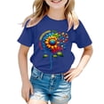 thumbnail image 2 of Girls' Tops Autism Awareness Short Sleeve Ribbed Tee Casual Girls Clothes Dark Blue 3-4 Years, 2 of 4