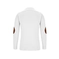 thumbnail image 5 of UVEASISHA Men's Shawl Collar Pullover Sweater Regular Fit Casual Button Mock Neck Knit Sweaters Knitted Soft Long Sleeve Winter Sweatshirt with Elbow Patches Christmas Sales Today White XXL, 5 of 6