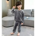 thumbnail image 5 of Rovga Toddler Boys Girls Outfits 3-4 Years Solid Color Long Sleeve Clothes Set Sweatshirt Top And Pants Winter Warm Soft Fuzzy Homewear Sweatpants Fashion Outfits Grey, 5 of 5