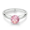 thumbnail image 2 of Gem Stone King 1.28 Ct 7mm Round Pink Zirconia 10K White Gold Ring (Size 5), 2 of 4
