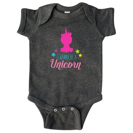 

Inktastic I Wanna Be A Unicorn Pink Unicorn Stars Gift Baby Boy or Baby Girl Bodysuit
