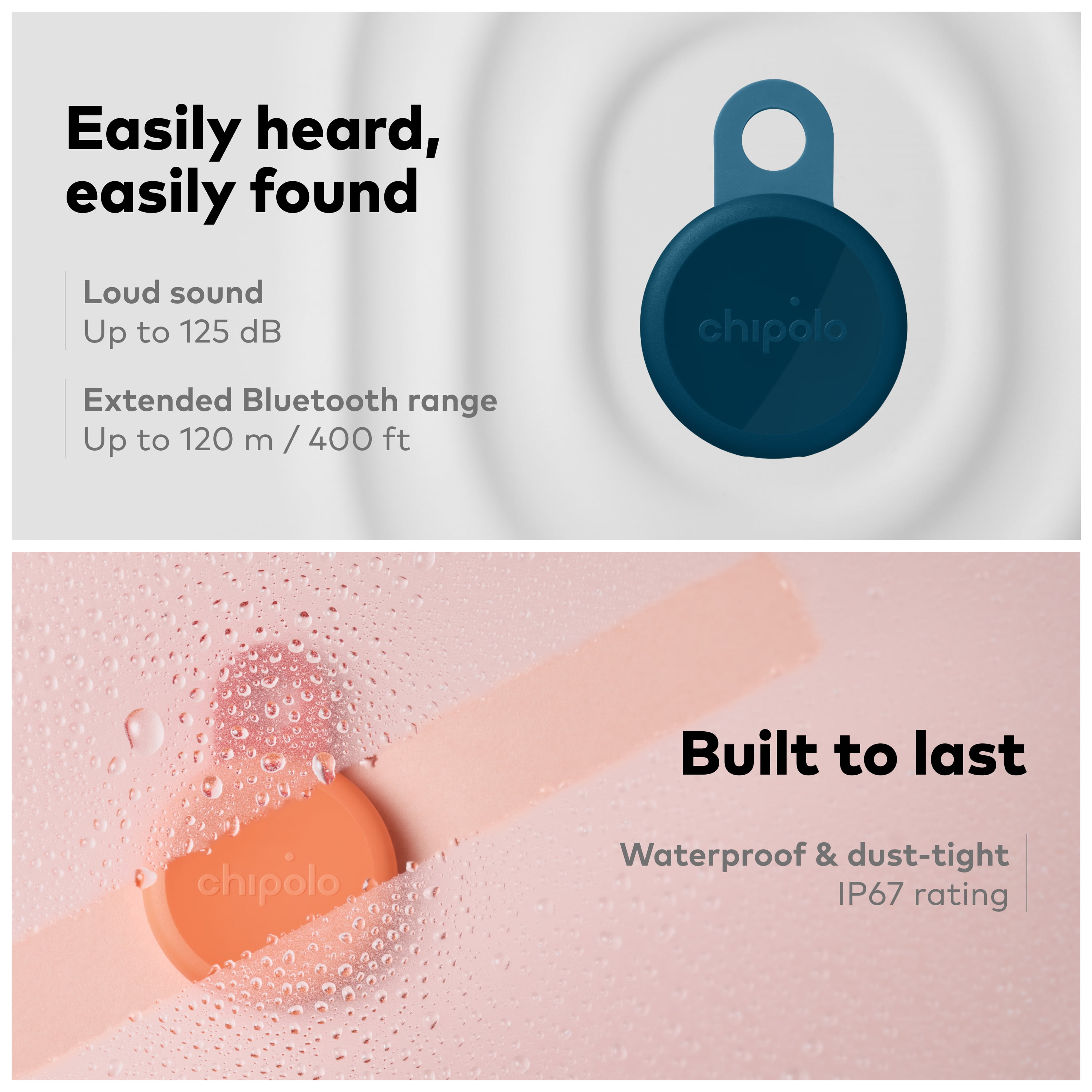 Chipolo LOOP - Rechargeable Bluetooth Tracking tag, Item Locator for Keys & Bags, Compatible with Apple Find My or Find Hub on Android, Out of Range Alerts for Android & Call Your Phone (Honey)