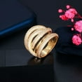 thumbnail image 6 of Noble Dubai Gold Multi Layer Twist Lines CZ Women Engagement Finger Ring Jewelry, 6 of 9