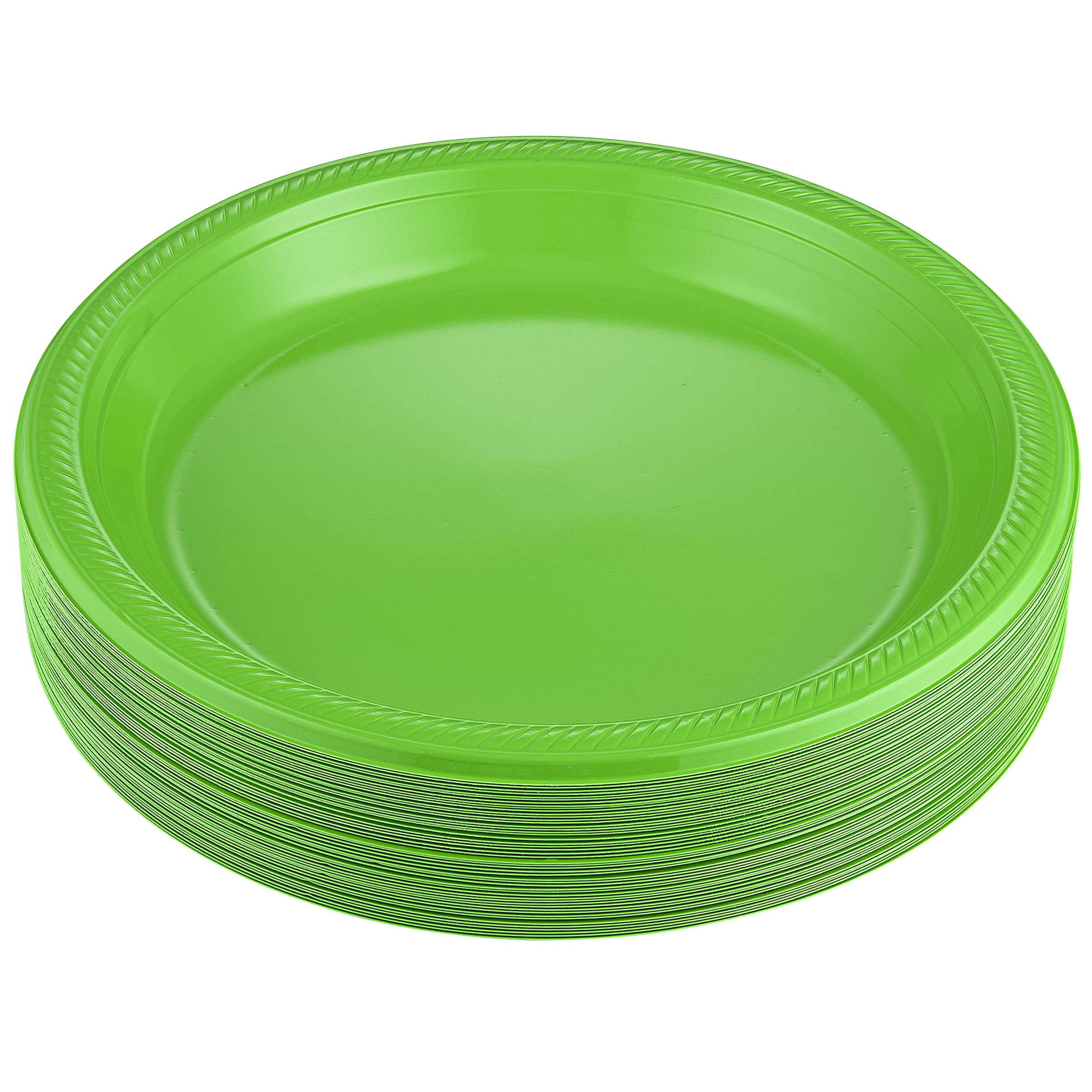 Disposable Plastic Plates Kiwi, 10.4 Inches Plastic Dinner Plates