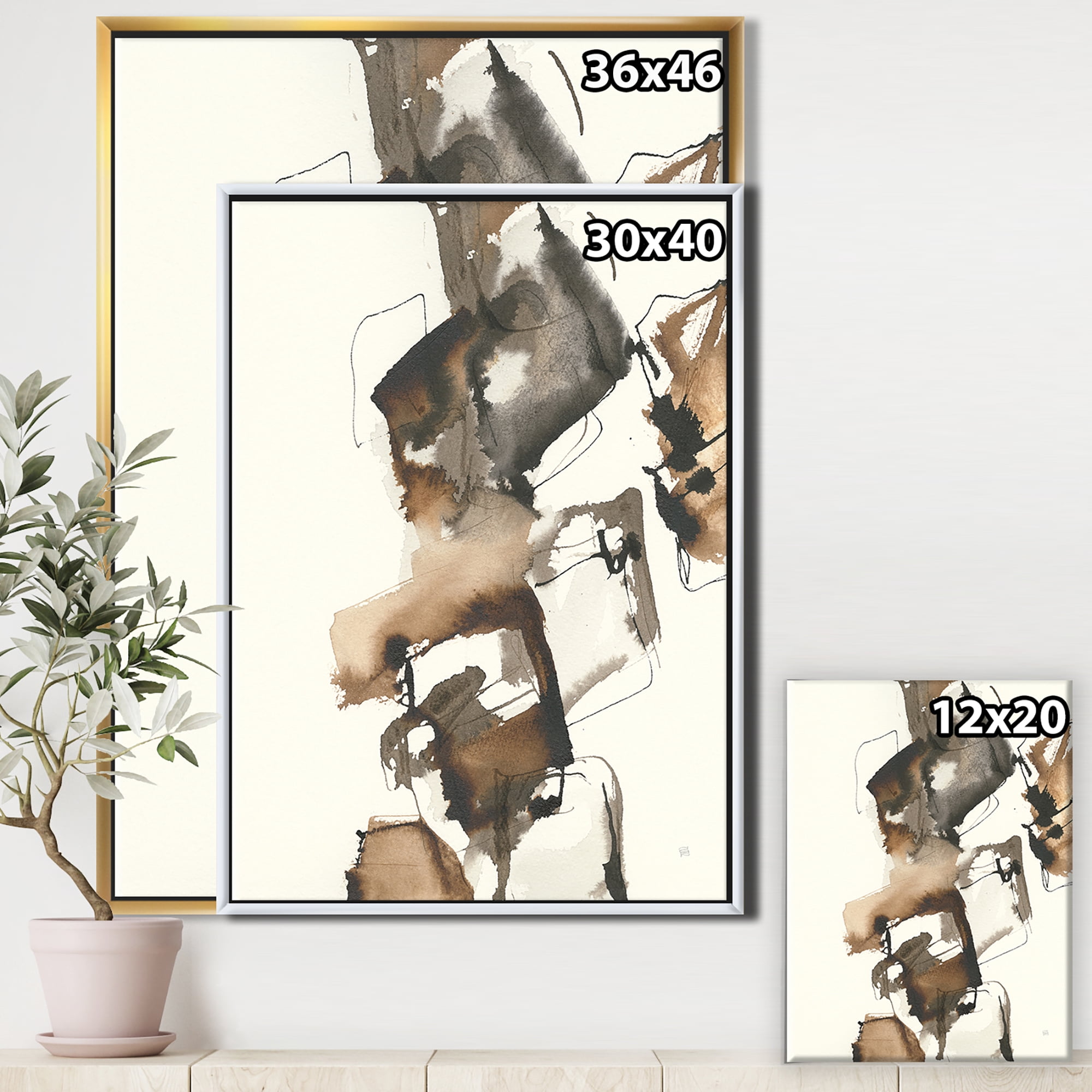 Designart ' Gold Glam Squares II ' Modern & Contemporary Framed Canvas