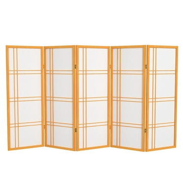 Red Lantern 4 ft. Short Double Cross Shoji Screen - Honey - 5 Panels