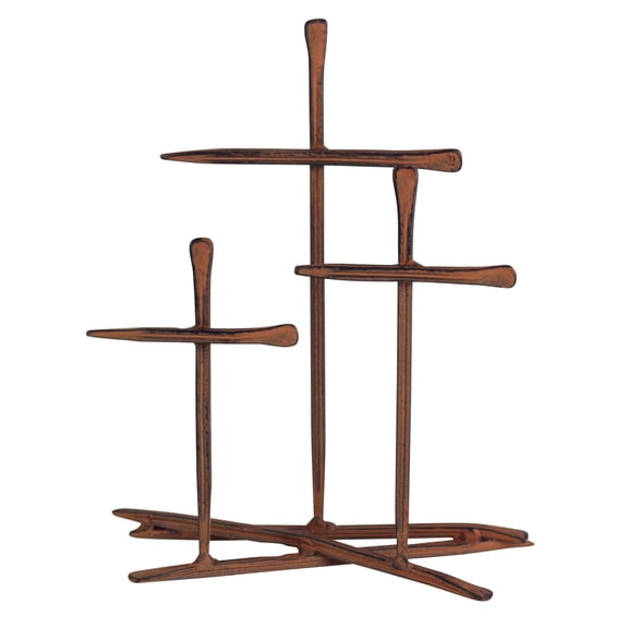 Dicksons Three Crosses of Golgotha Distressed Brown 6 inch Metal Tabletop Cross Figurine
