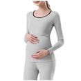 thumbnail image 2 of hengsof Maternity Shirt Long Sleeve Basic Top Ruch Sides Bodycon Tshirt for Pregnant Women, 2 of 6