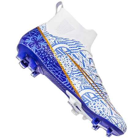 

Men Women Soccer Shoes High Top Spikes Soccer Boots Professional Competition Athletic Sneakers Artificial Turf Shoes AG/FG cd/White 44