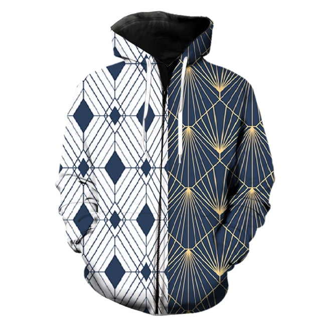 Abstract Pattern Men's Zipper Hoodie Cool 2024 Hot Sale Oversized 3D Printed Sweatshirts Funny Fashion Spring With Hood Jackets