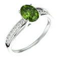thumbnail image 2 of SuperJeweler 1 1/2 Carat Oval Shape Peridot and Diamond Ring In Sterling Silver For Women, 2 of 6