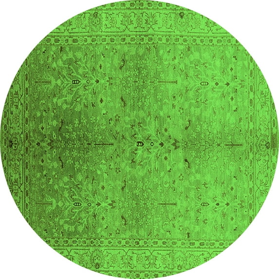 Ahgly Company Indoor Round Oriental Green Traditional Area Rugs, 6' Round